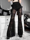Gothic Flare See Through High Waist Pants - Alt Style Clothing