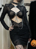 InsDoit Goth Cut Out Corset Black Dress - Alt Style Clothing
