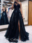A-line Prom Dress Dark Evening Dress Sexy One Shoulder Side Split - Alt Style Clothing