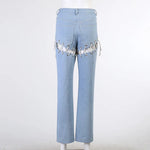 High Waisted Chain Jeans - Featuring a Cross Chain and Hollow Out Design for a Sexy and Elegant Look