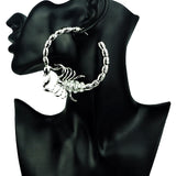 Make a Statement with Big Gothic Scorpions Ear Hoop Earrings with Rhinestones