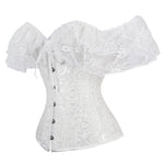 Short Sleeve Corset Solid Color Tie-up Boat Neck Close-fitting - Alt Style Clothing