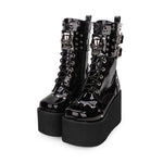 Gothic Punk Rock Lace-up Boots Block Heel Thick Platform Boots