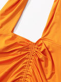 JillPeri Front Cross Halter Backless Maxi Dress With Irregular Hollow Out Waist