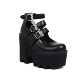 Punk Style Wedge Pumps Ultra-High Waterproof Platform Glossy Patent Leather - Alt Style Clothing