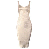 Bandage Party Midi Bodycon Evening Luxury Dress with V-Neck - Alt Style Clothing