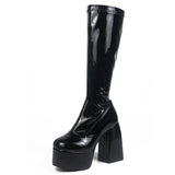 Gothic Chunky High Heels Platform Shoes Brand Long Boots - Alt Style Clothing