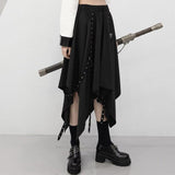 Dark Tie Street Punk Wind Weave Buckle Long Skirt - Alt Style Clothing