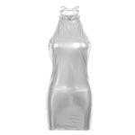 Wetlook Mini Dress Sexy Patent Leather Skinny Dress - Alt Style Clothing
