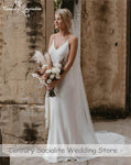 Simple Boho Wedding Dress Spaghetti Strap Chiffon Bridal Gown - Alt Style Clothing