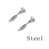 Punk Gothic Screw Spike Stud Earrings – Stainless Steel Design