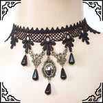 Gothic Chokers Black Beaded Flowers Sexy Lace Neck Choker