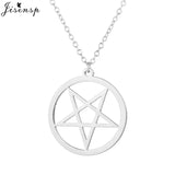 Retro Satanic Pentagram Pendant Necklace - Antique Gold, Steel, Rose