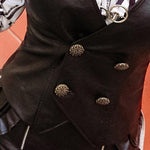 Short Black Light Soft PU Leather Vest Deep V Neck Double Breasted Crop Top - Alt Style Clothing