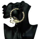 Make a Statement with Big Gothic Scorpions Ear Hoop Earrings with Rhinestones