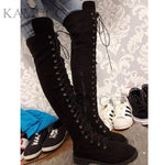 Cross Strap Leather High Boots - Alt Style Clothing