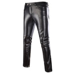 Faux Leather Skinny Pants with Button Detail for Motorcycle Fashion