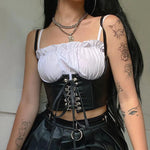 Gothic Dark PU Leather Crop Top Corset Cincher Belt