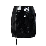 Shiny Faux Leather Bodycon Mini Skirt with Side Zipper – High Street Style