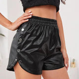 goth faux leather high waisted shorts - Alt Style Clothing