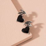 Punk Devil Wings Heart-Shaped Earrings 