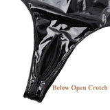 Leather Bodysuit Zipper Patent Leather Bodysuit - Alt Style Clothing