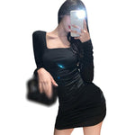 Cross Bandage Hollow Out Sexy Slim Mini Dress - Alt Style Clothing