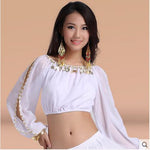 crystal cotton and mesh belly dance top