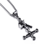 Baphomet Goat Inverted Cross Stainless Steel Pendant Necklace - Alt Style Clothing