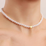 Elegant Necklace Shell Pearl With Silver Chain