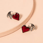 Punk Devil Wings Heart-Shaped Earrings 