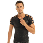 Muscle T-shirt Tops Faux Leather Night Clubwear - Alt Style Clothing