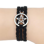Gothic Fashion Antique Pentagram Charms Wiccan Pentacle Leather Bracelets Vintage Jewelry Gift for Women Men - Alt Style Clothing