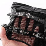 Booty Shorts Sheer Fishnet Splice Wetlook Leather Zip Up - Alt Style Clothing