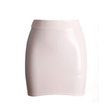 Patent Leather Tight Hip Elastic Metallic Solid Color A-Line Skirt - Alt Style Clothing