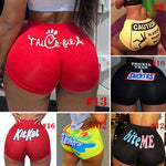 High-Waist Letter Print Yoga Shorts - Flexible Casual Fit