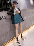 Aesthetic Skirt Mini PU Leather Skirt High Waist A-Line - Alt Style Clothing