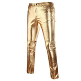 Faux Leather Skinny Pants with Button Detail for Motorcycle Fashion