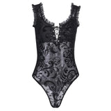 Gothic Lace Hollow-Out Sleeveless Bodysuit