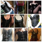 Faux Leather Steampunk Overbust Corset with Buckle Details