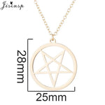 Retro Satanic Pentagram Pendant Necklace - Antique Gold, Steel, Rose