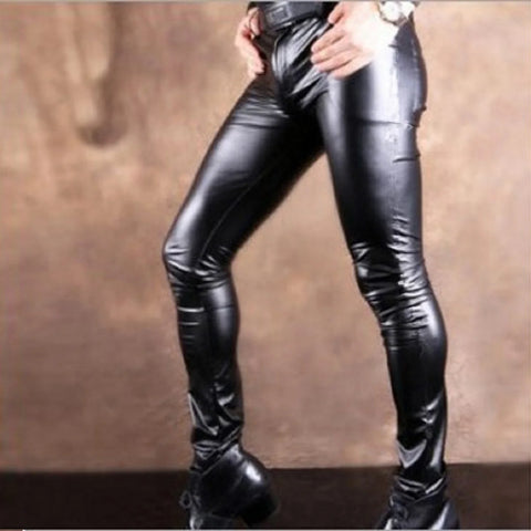 Punk Style Faux Leather Skinny Pencil Pants – Matte PU Moto Biker Look