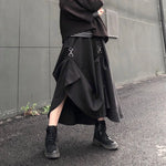 Punk Style Skirts High Waist Buckle Irregular Gothic Skirt