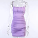 Ruched Bodycon Party Sling Sleeveless Mini Dress