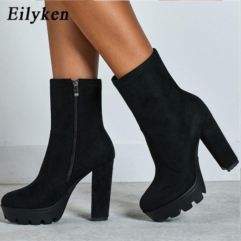 High Heels Ankle Boots Thick Platform