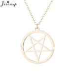 Retro Satanic Pentagram Pendant Necklace - Antique Gold, Steel, Rose