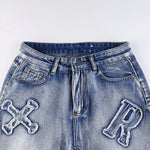 High Waisted Chain Jeans - Featuring a Cross Chain and Hollow Out Design for a Sexy and Elegant Look