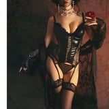 Gothic Lace Faux Leather Corset Bra Bustier 