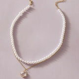 Elegant Necklace Shell Pearl With Silver Chain - Alt Style Clothing