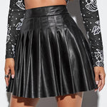 Elegant Lady Leather Mini Pleated Mini Skirt - Alt Style Clothing